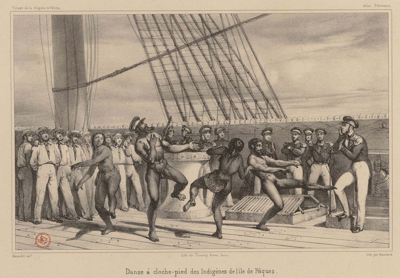 Danse à cloche-pied des indigènes de l'île de Pâques